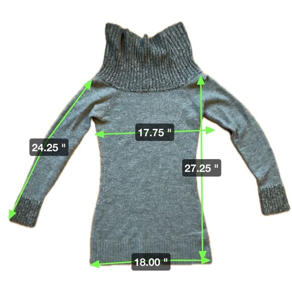 Only Sky Y2K 2000s Grey Wide Cowl Neck Tunic Sweater Dress Women’s Size L - Picture 4 of 4